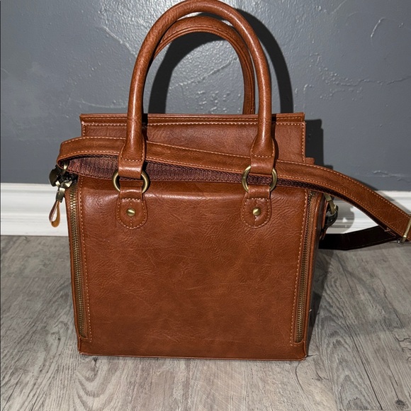 Elegant Tan Authentic Leather Satchel - Picture 3 of 10
